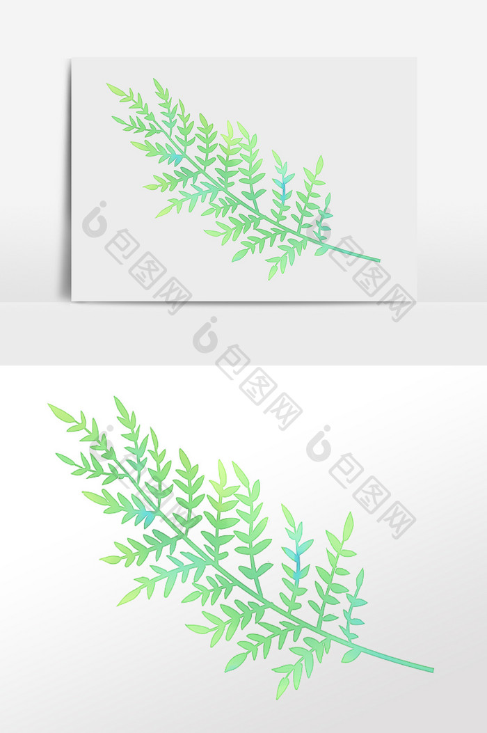 清新手绘水彩植物树叶免抠插画素材