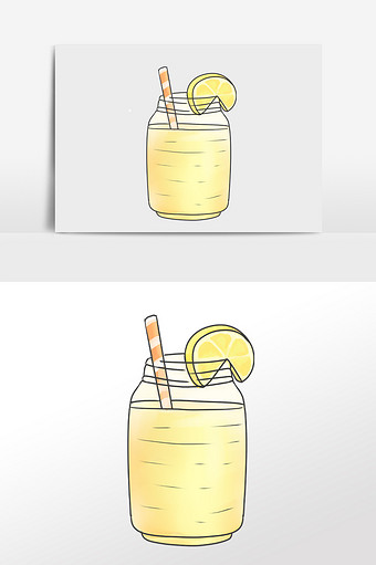 清凉可口夏日饮品柠檬水手绘饮料免抠插画素图片