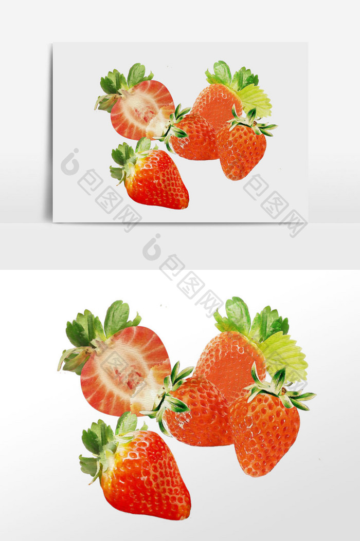 清新手绘水彩草莓插画背景素材