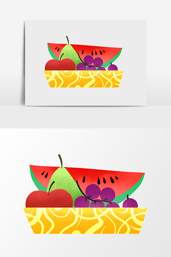 扁平卡通果盘水果图片