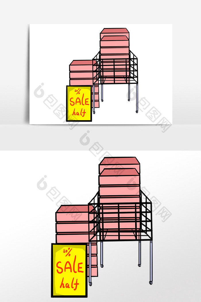 手绘商家促销活动礼盒插画素材