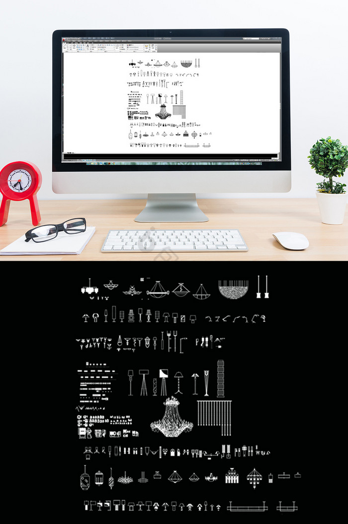 CAD立面灯具模块图片