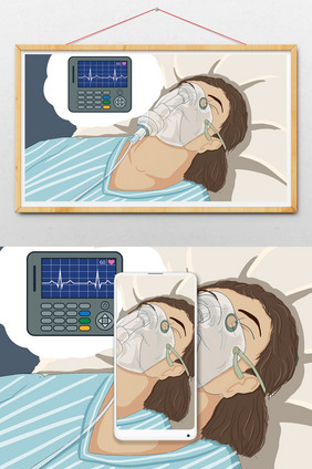 健康医疗病症病房插画