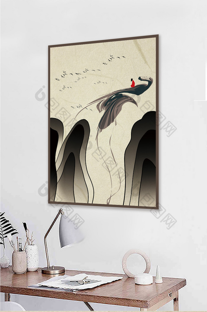 新中式禅意水墨意境抽象山水装饰画