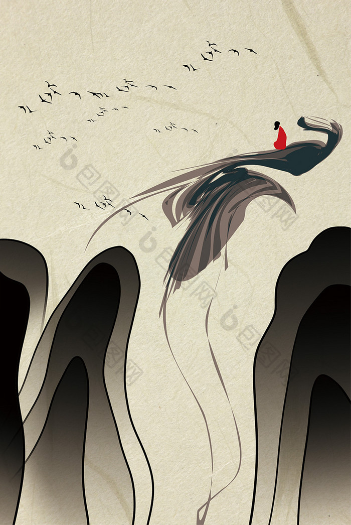 新中式禅意水墨意境抽象山水装饰画