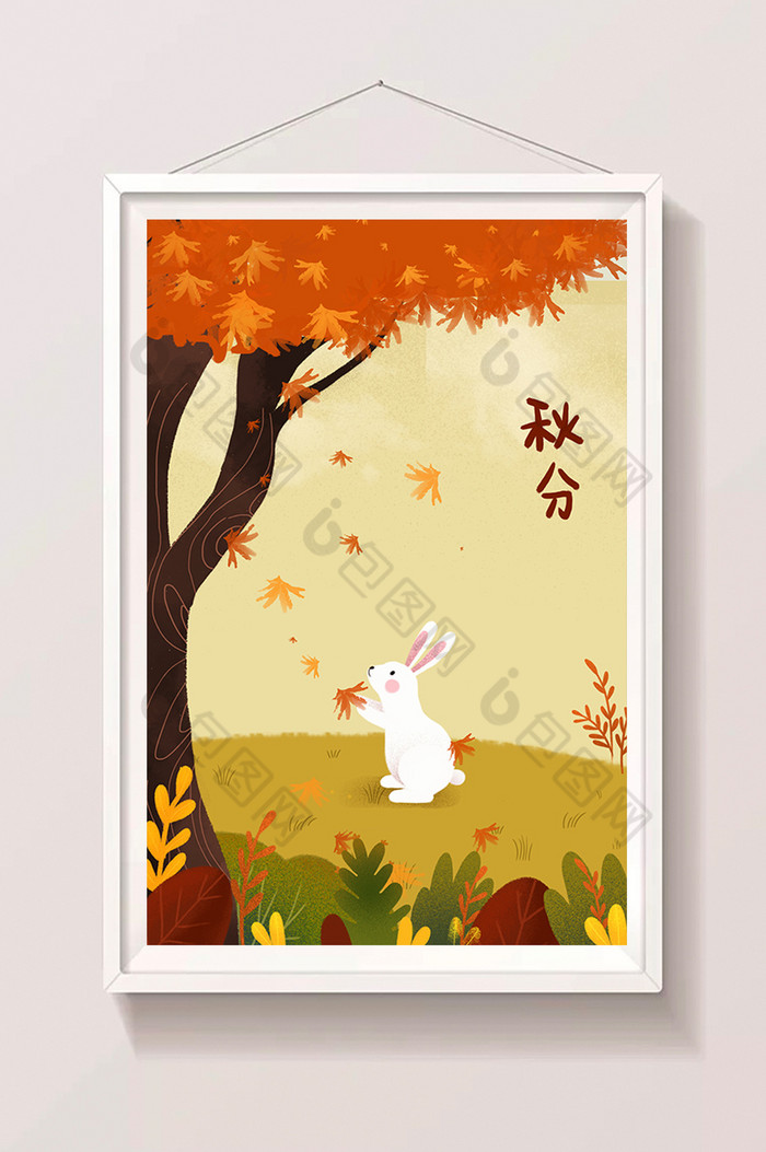 小白兔之秋分插画图片图片