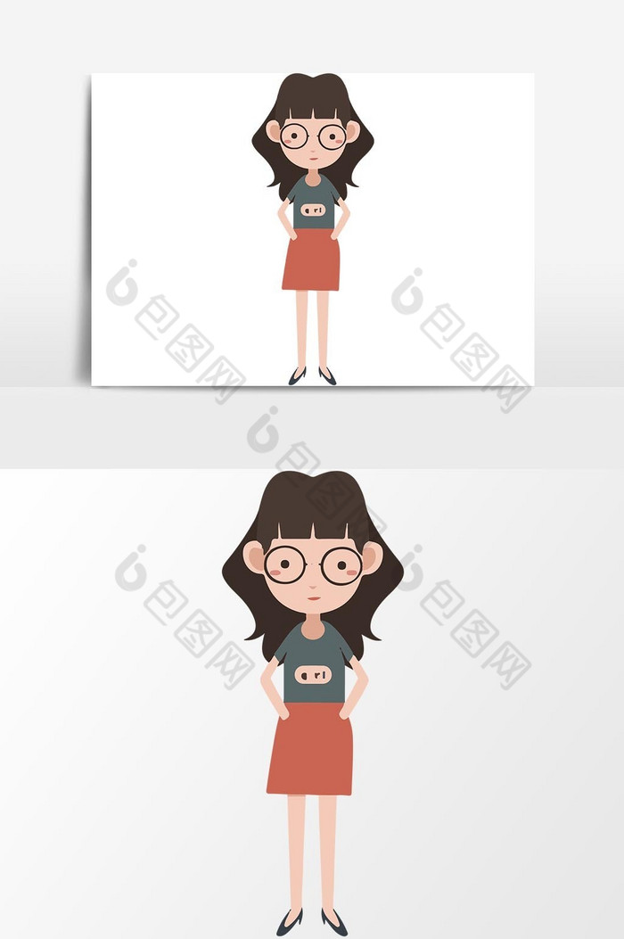 小学生女学生小女孩人物png下载-包图网