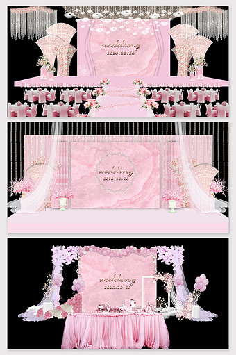 森系粉色唯美婚礼效果图图片