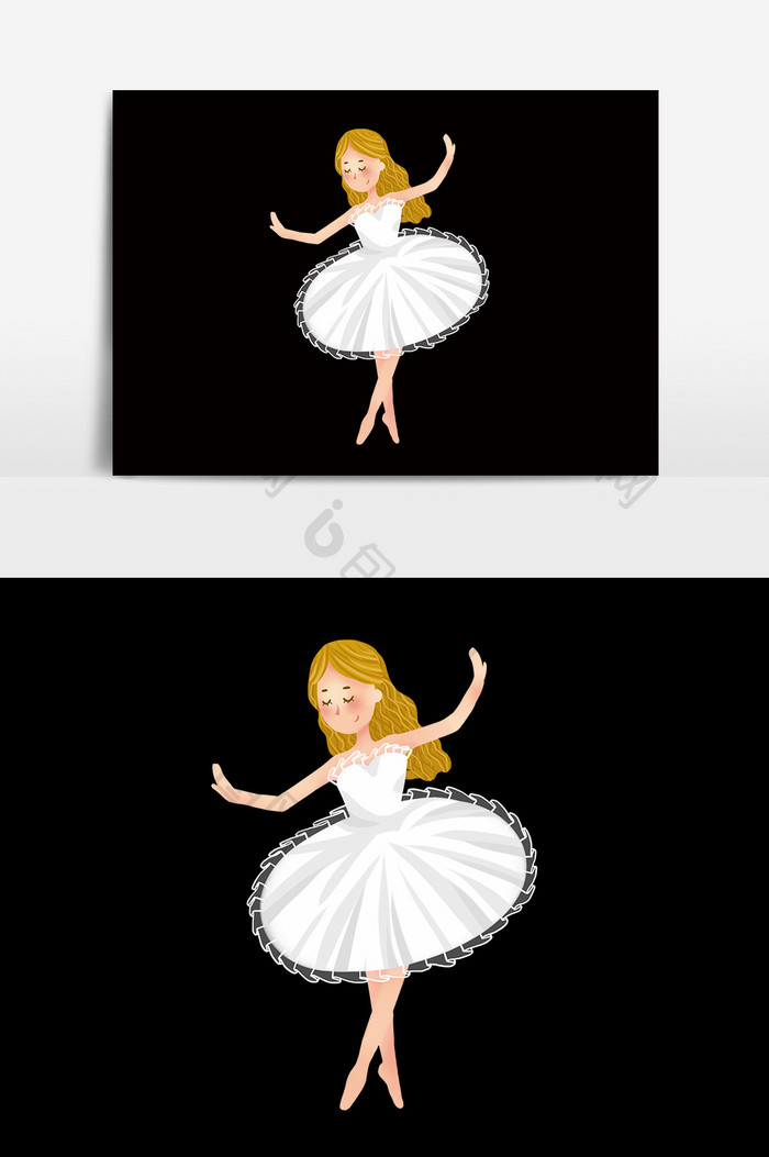白色裙子芭蕾舞女孩