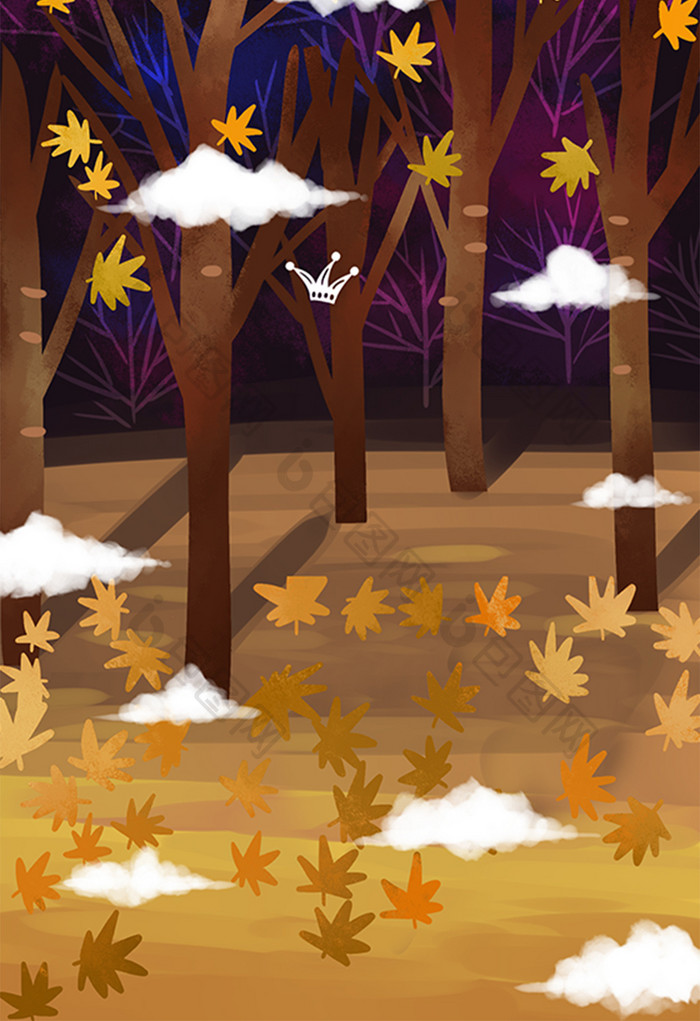 秋天树林落叶背景