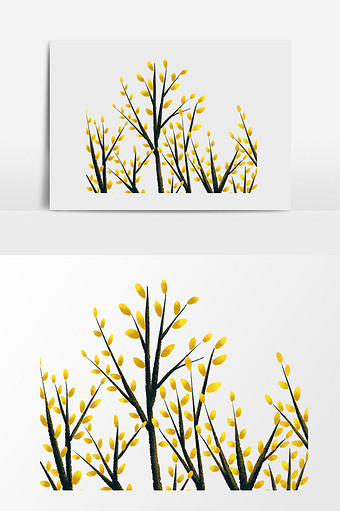 黄色植物树枝叶子图片