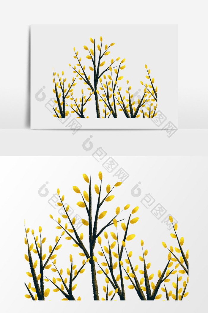 黄色植物树枝叶子