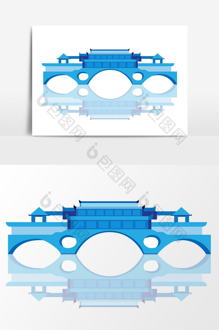 手绘古建筑插画素材