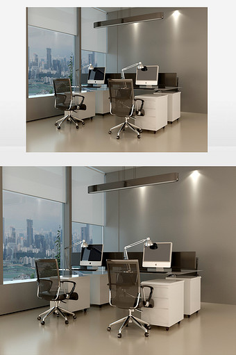 办公室桌椅电脑用品组合图片