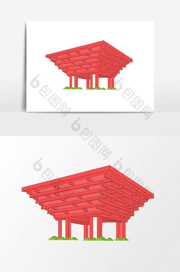 创意建筑地标红色设计元素