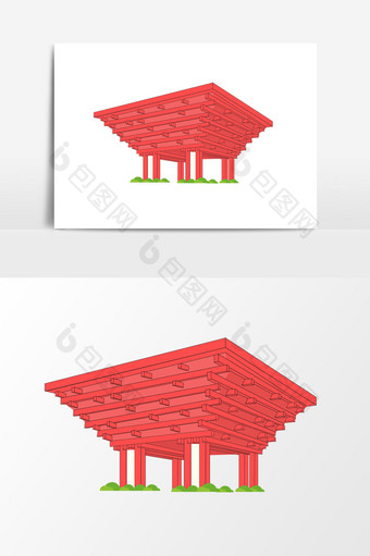 创意建筑地标红色设计元素图片