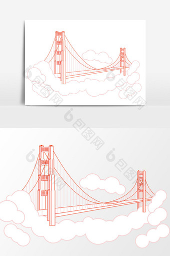 拉索桥桥梁设计元素图片