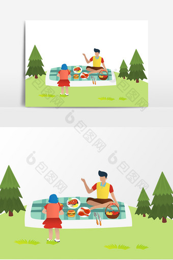公园野餐设计元素图片