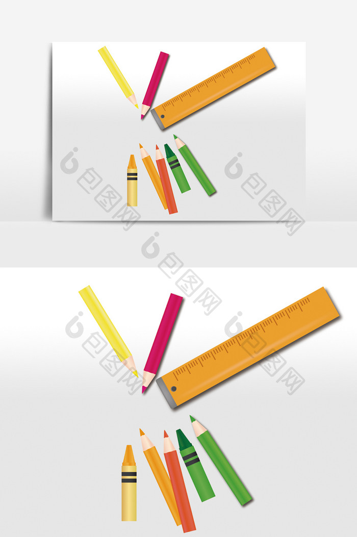 铅笔尺子文具元素