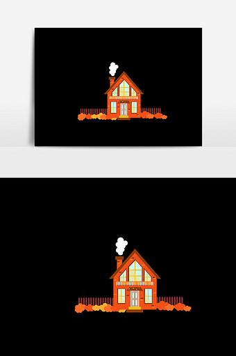 扁平化卡通房子插画元素设计图片