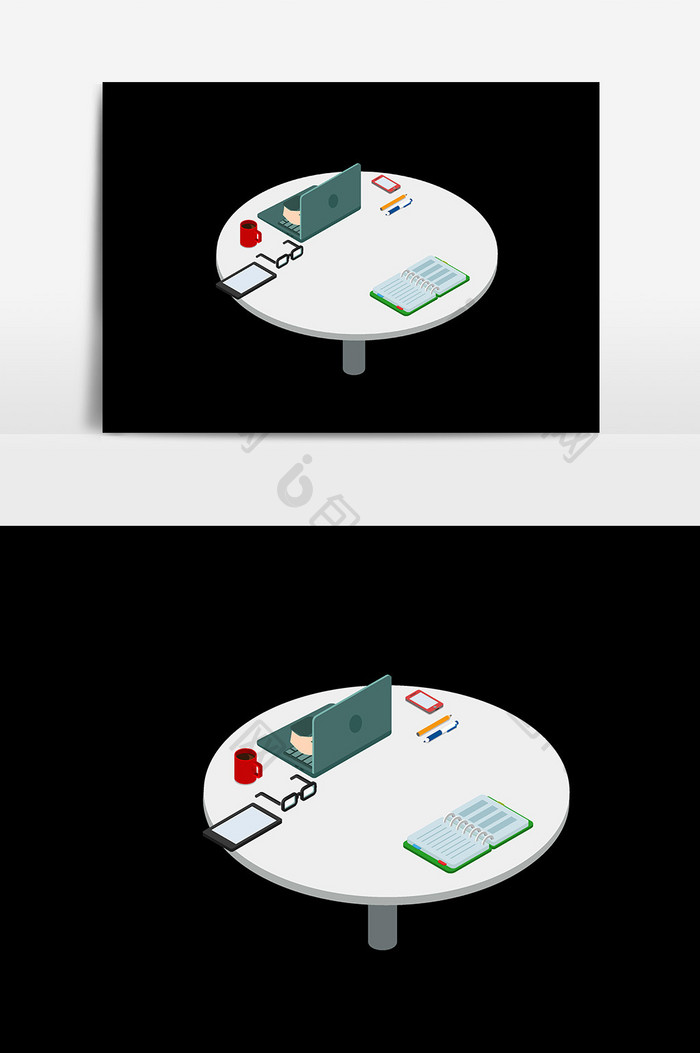 白色桌子插画元素设计