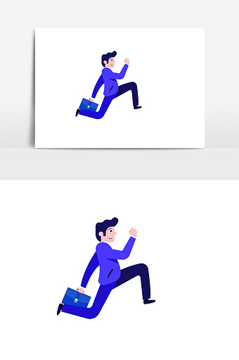 商务男子爱奔跑插画设计图片
