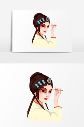 古典美女人物京剧插画