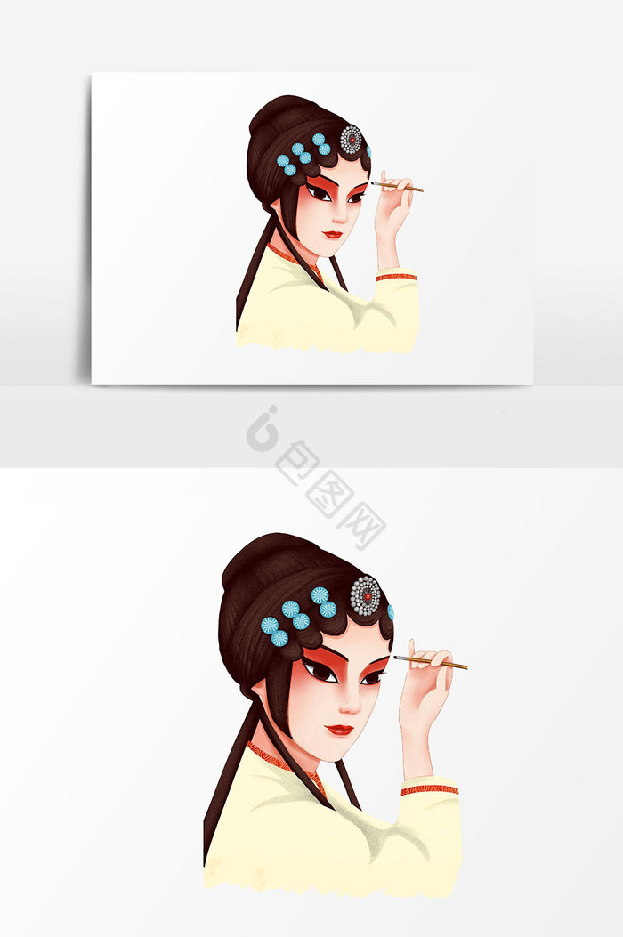 美女人物京剧插画图片