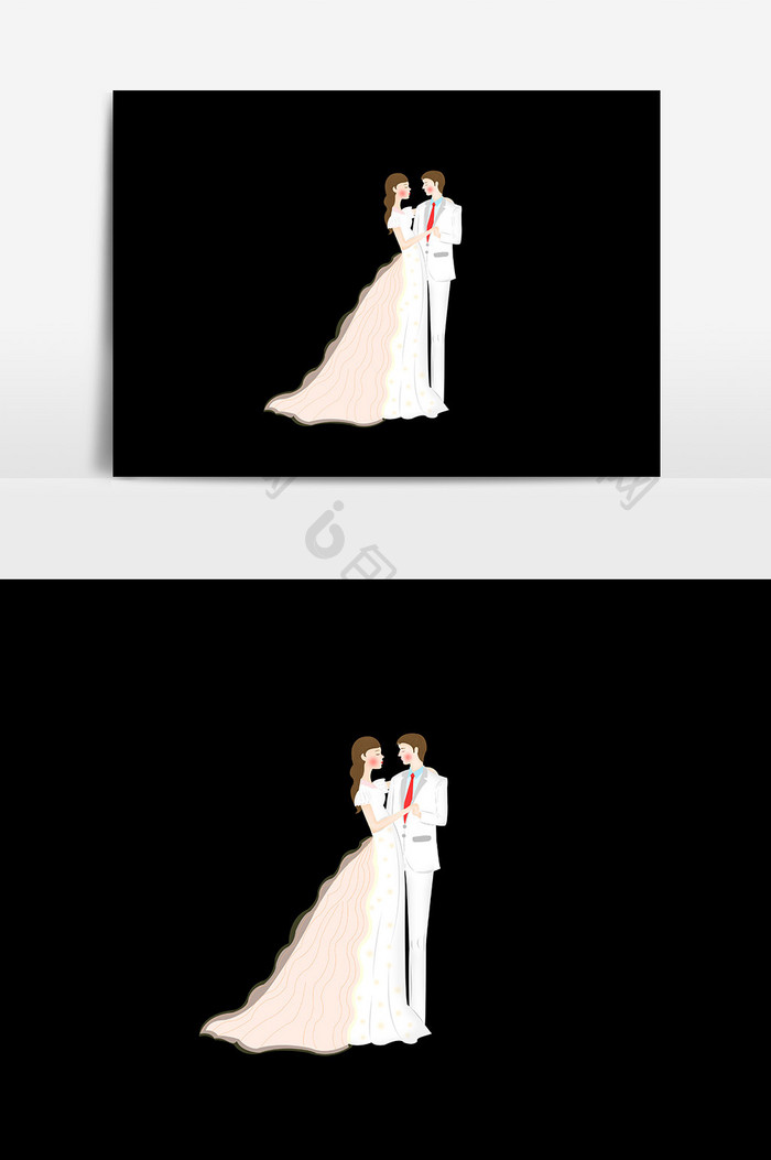男子女子结婚插画元素设计