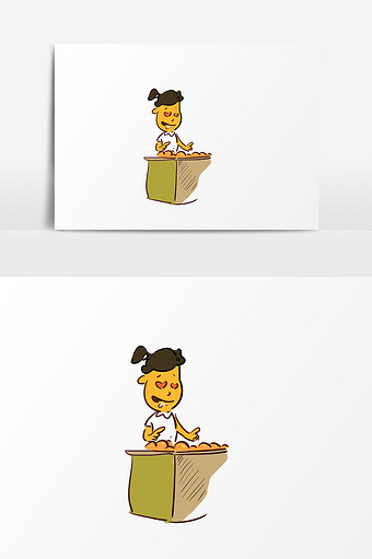 女孩垃圾食品插画元素设计图片