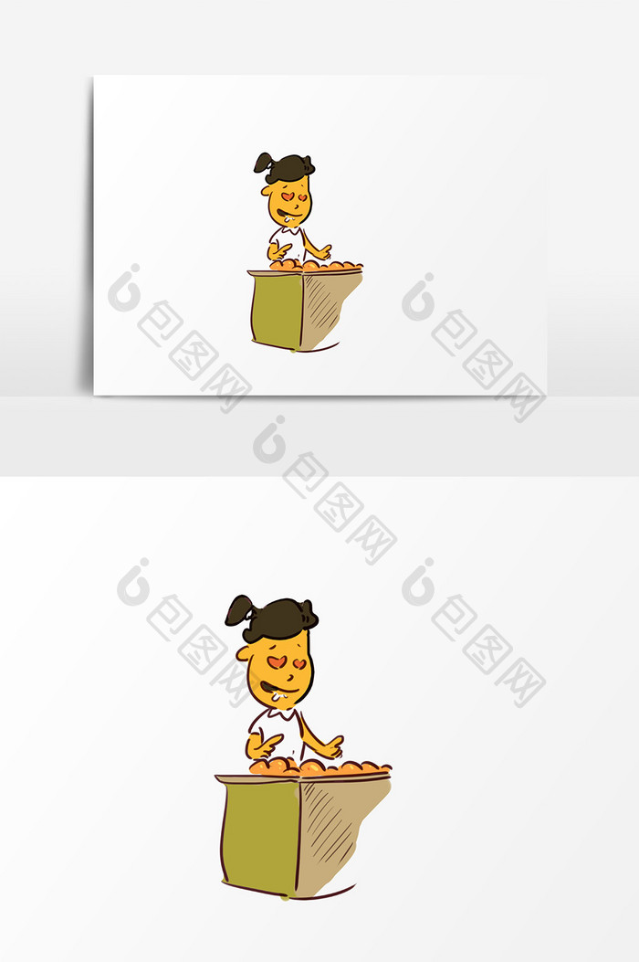 女孩垃圾食品插画元素设计