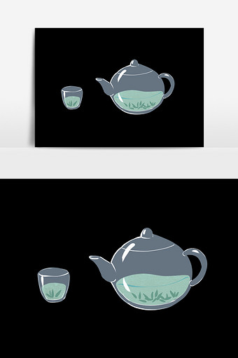 卡通手绘透明茶壶茶杯图片