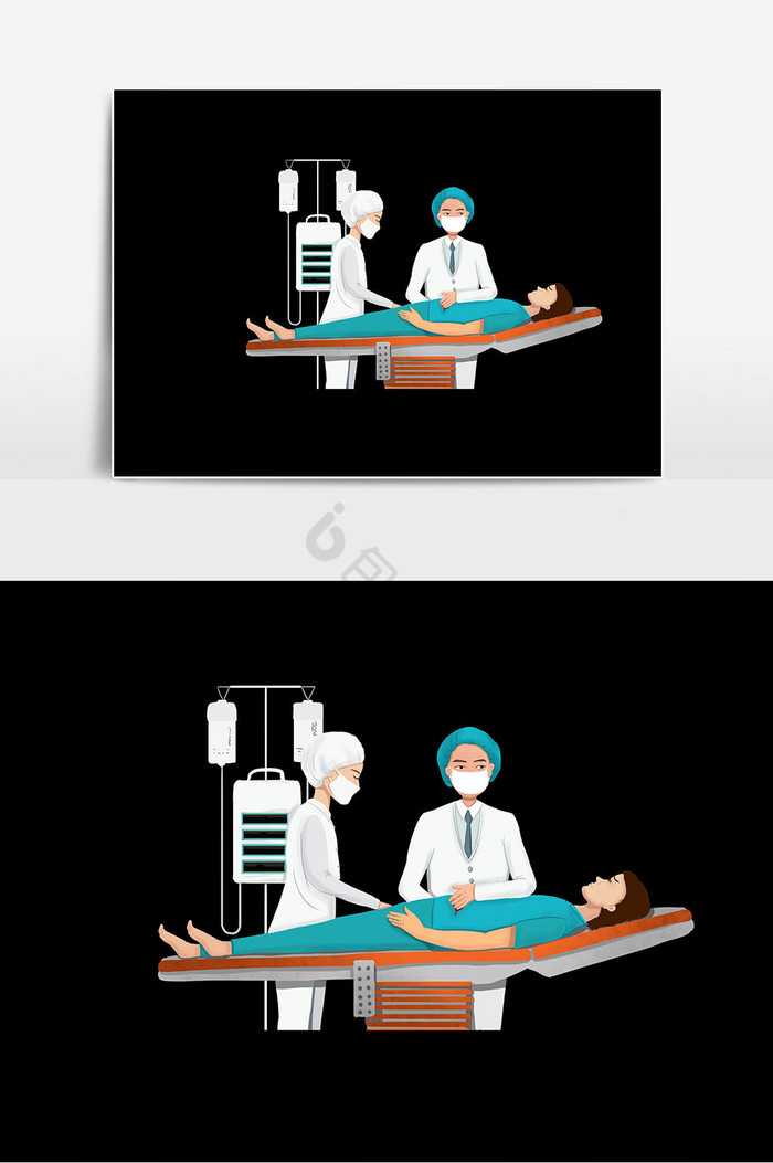 医院医生手术插画图片