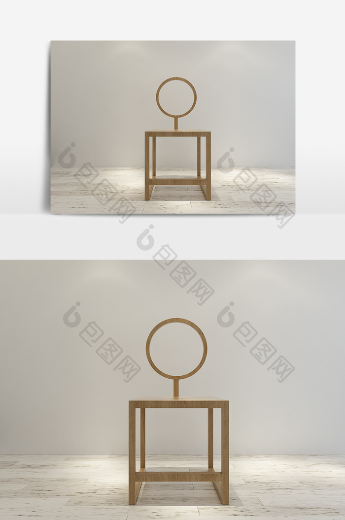 木质简约单人椅模型