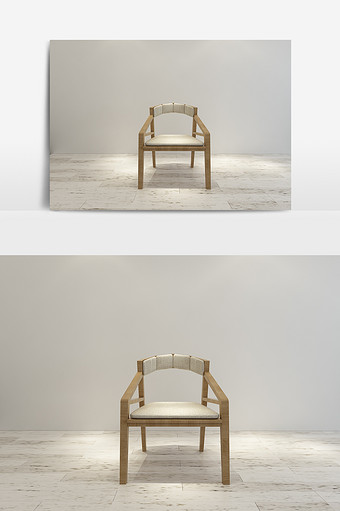 木质简约单人椅3d模型图片