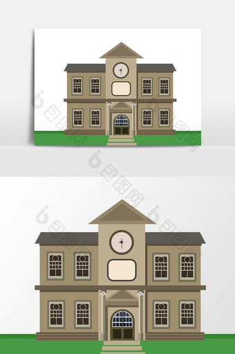 手绘欧式古建筑楼房插画元素图片