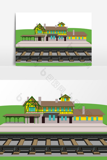 郊区住宅楼建筑设计元素图片