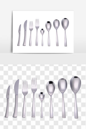 高清不锈钢勺子叉子组合
