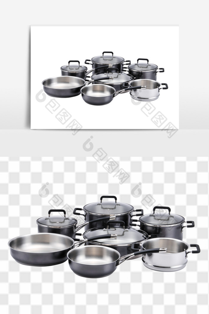 高档不锈钢煎锅炖锅图片图片