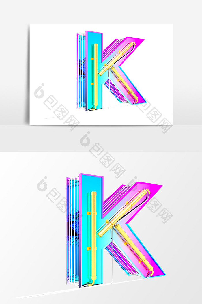 字母K金属创意元素素材电商海报