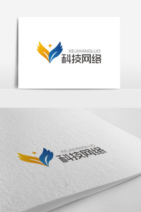 蓝橙时尚大气V字母科技网络logo标志