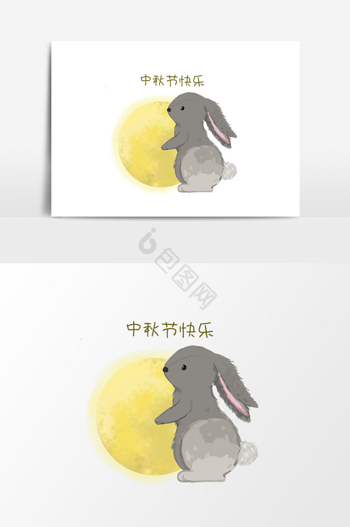 中秋节兔子月亮图片
