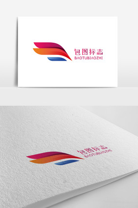 抽象翅膀速度彩色标志logo设计