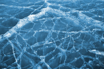 冬天冻结的湖面冰层<strong>花纹</strong>