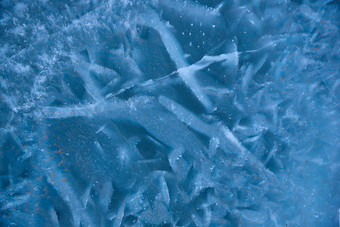 冬天冻结的湖面<strong>冰</strong>层花纹