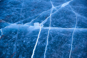 冬天冻结的<strong>湖面</strong>冰层花纹