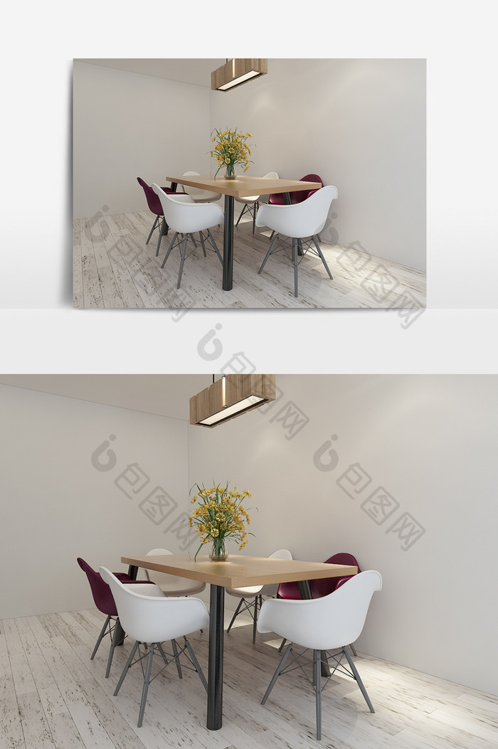 北欧清新餐桌椅组合模型