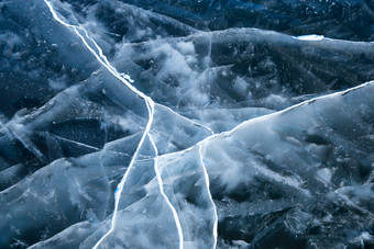 冬天冻结的湖面<strong>冰</strong>层花纹