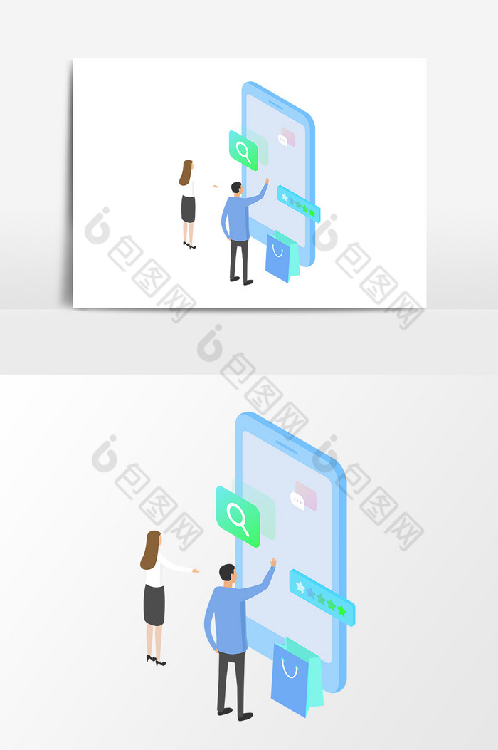 手绘移动平台商务信息扁平化素材图片