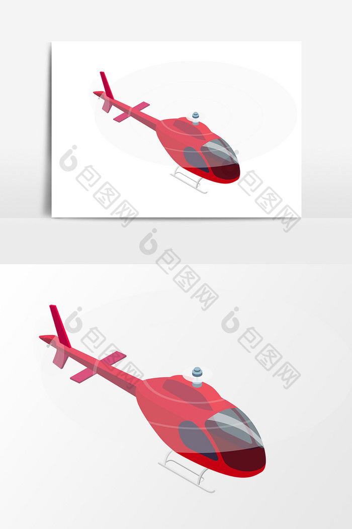 手绘红色飞机设计矢量素材